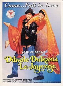 Affiche du film DDLJ Dilwale Dulhania Le Jayenge, classique Bollywood romantique musical iconique du cinéma indien